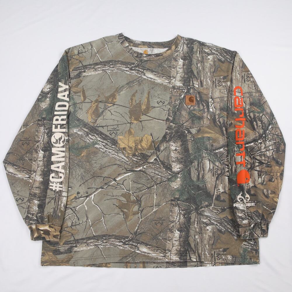 Carhartt 101776 977 Realtree Camo Cotton Long Sleeve Pocket Shirt Size XL